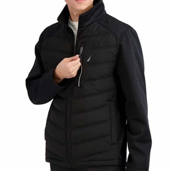 BLACK NWT Nautica Men's Mix Media Jacket - Picture 4 of 9